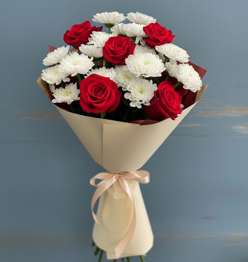 Букет цветов из: Розы и Хризантемы в Радовицкий