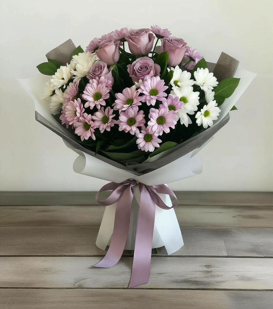 Букет цветов из: Хризантемы и Розы в Радовицкий