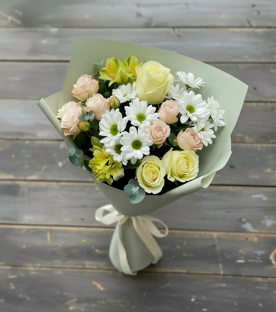 Букет цветов из: Альстромерии, Розы и Хризантемы в Радовицкий