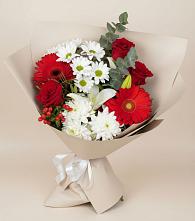 Букет цветов из:  Розы, Хризантемы, Герберы и Лилии в Радовицкий