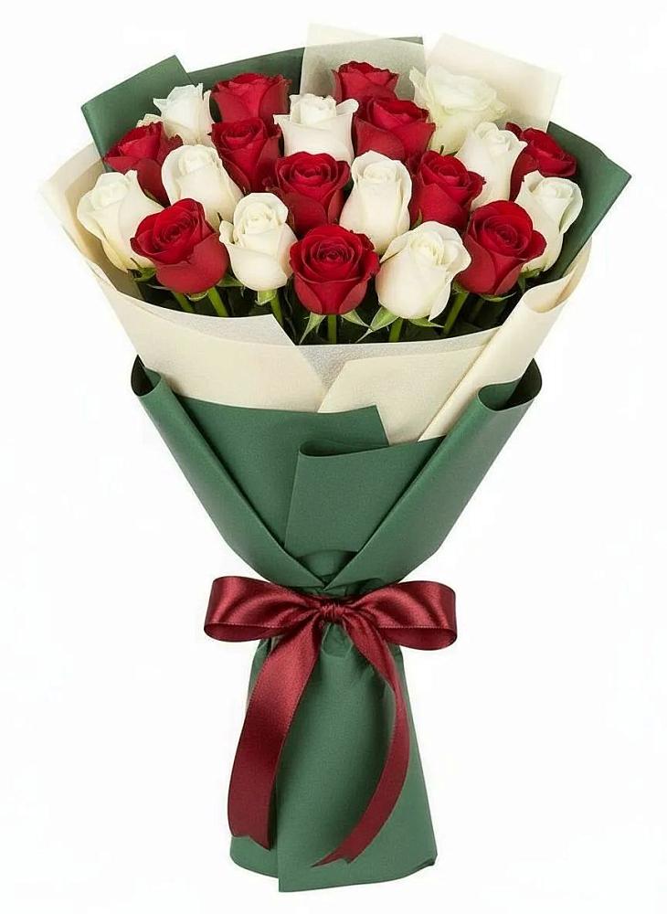 Букет Микс из красных и белых роз в Радовицкий