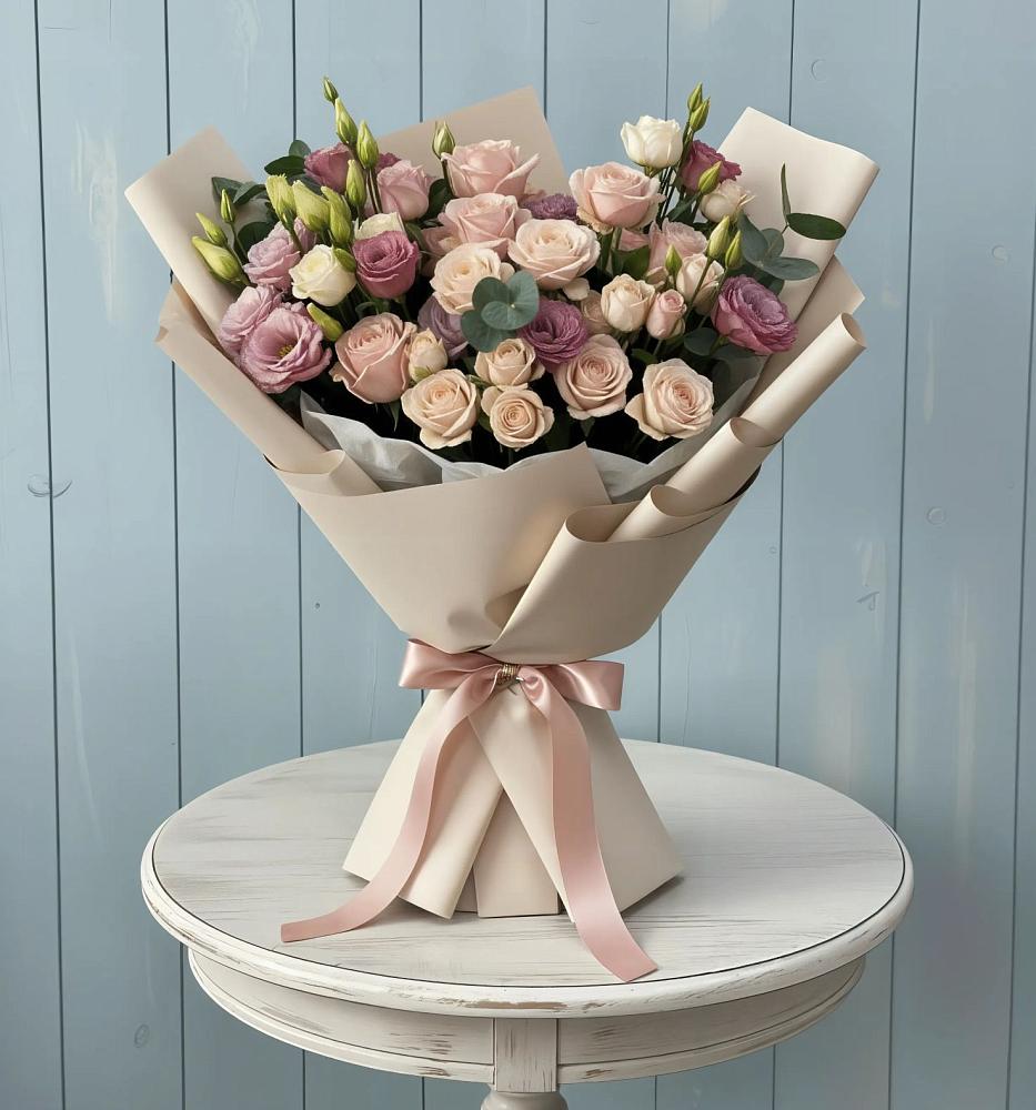 Букет цветов из: Розы и Лизиантусы в Радовицкий