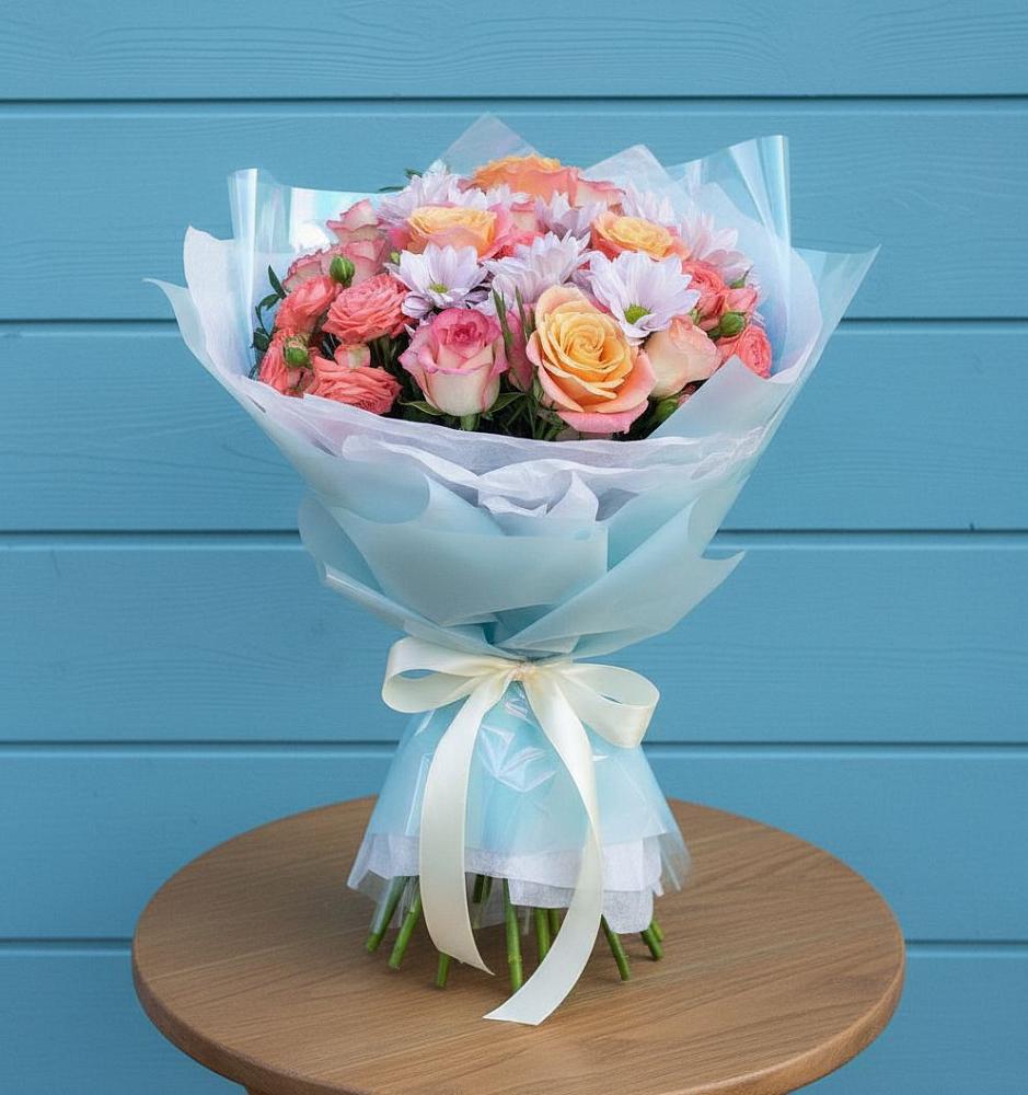 Букет цветов из: Хризантемы и Розы в Радовицкий